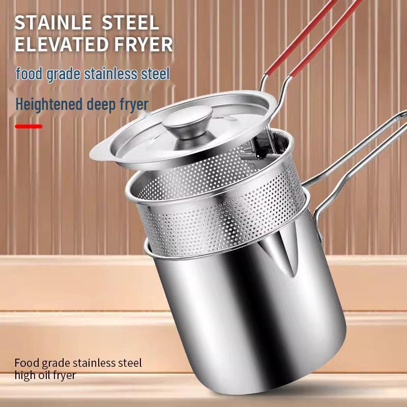 Mini Stainless Steel Non-Coated Frying Pan with Filter for Induction Cookers