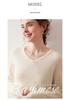 Women's V-neck Cashmere Sweater: Solid Color Loose Knit Cardigan, Warm Base Layer, Versatile Autumn/Winter Pullover.