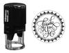 Printtoo Round Fleur De Lis Border Monogram Thank You Calligraphy Self Inking Rubber Stamp Gift