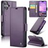 For iPhone 16 Leather Case CASEME 023 RFID Blocking 3 Card Slot Mobile Cover - Purple