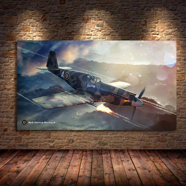 Bf109 Fighter Air Combat Monoplane Fighter Canvas Painting Classic Aircraft Living Room Home Bedroom Decoration Wall Art Picture