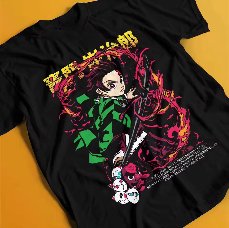 Demon Slayer Shirt Obanai Iguro Tshirt Zenitsu T-Shirt Muzan Tanjiro Doma Tee Summer Men's and Women's Breathable T-shirt Top