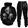 Fashion Gothic Skull 3D Print Autumn Hoodies Pant Sets Men Hooded Sweatshirts Sweatpants Two Piece Suits Tracksuit Man Clothing