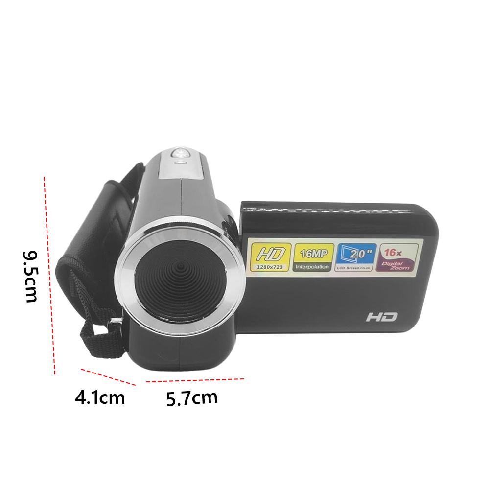 Цифровая видеокамера 16MP 720P с 2,0-дюймовым цветным TFT-экраном, портативная DV-видеокамера с 16-кратным цифровым зумом и встроенной светодиодной вспышкой для начинающих