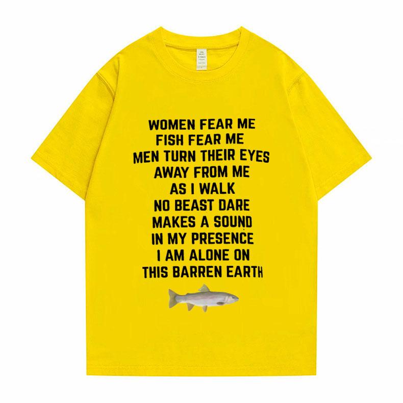 Женщины Fear Me Fish Fear Me Мужчины Женщины Повседневная футболка Топы Футболка Свободная футболка Crew Oversize Приталенная мягкая аниме манга футболка Одежда