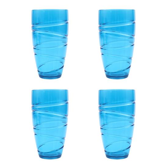 Набор из 4 пластиковых стаканов, многоразовые стаканы с вихревым дизайном, штабелируемые стаканы для воды для пикников в саду, кемпинга, барбекю, вечеринок