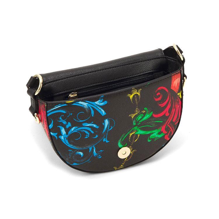 Versace Jeans Couture Мини-сумка на плечо в стиле барокко с золотой пряжкой Женская сумка на плечо Черная 71VA4BF2-71880-899