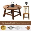 JINGGENG Old Elm Wood Outdoor Brazier & BBQ Dining Table
