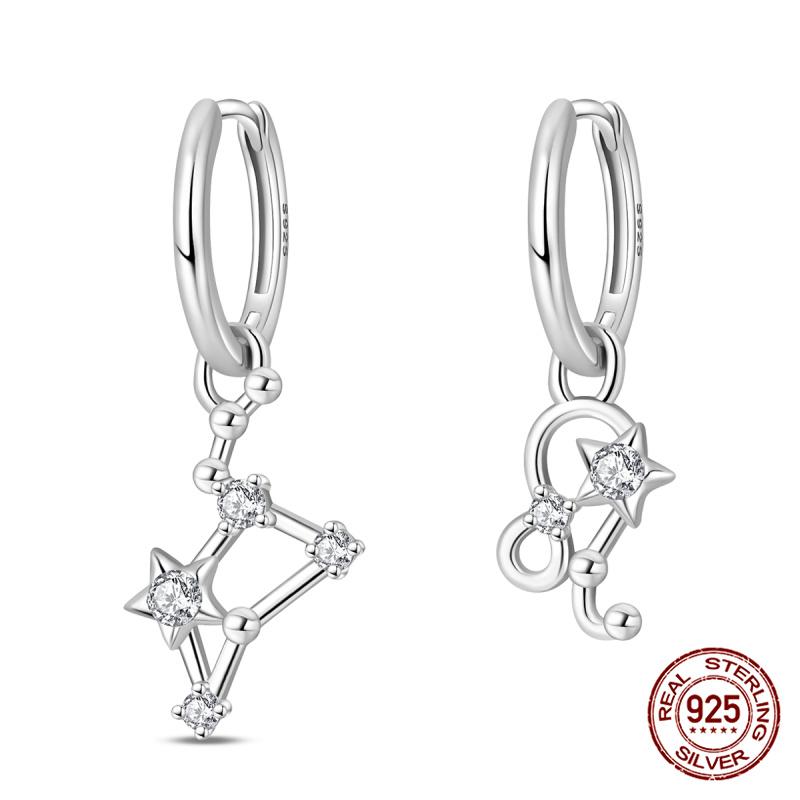 New Original 100% 925 Silver 12 Zodiac Signs Aries-Sagittarius Earrings Love Bow Ladies Earrings Anniversary Gift