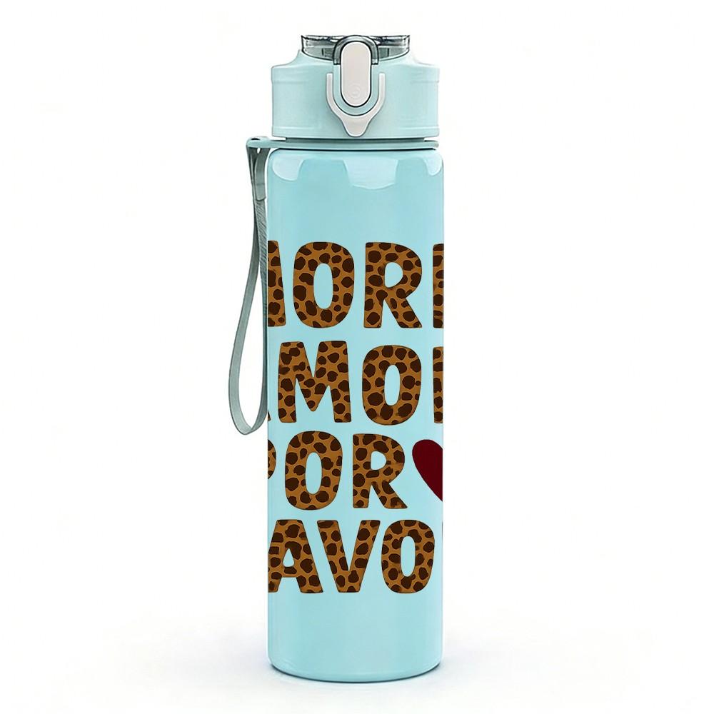 1PC More Amor Por Favor Text 750ml Color Plastic Sports Water Bottle Leakproof Flip Straw Lid Suitable for Sports Office Home Use