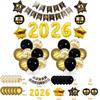 Balloon New Year Black Gold Letter Balloon Set, New Year Happynewyear Party Decorations