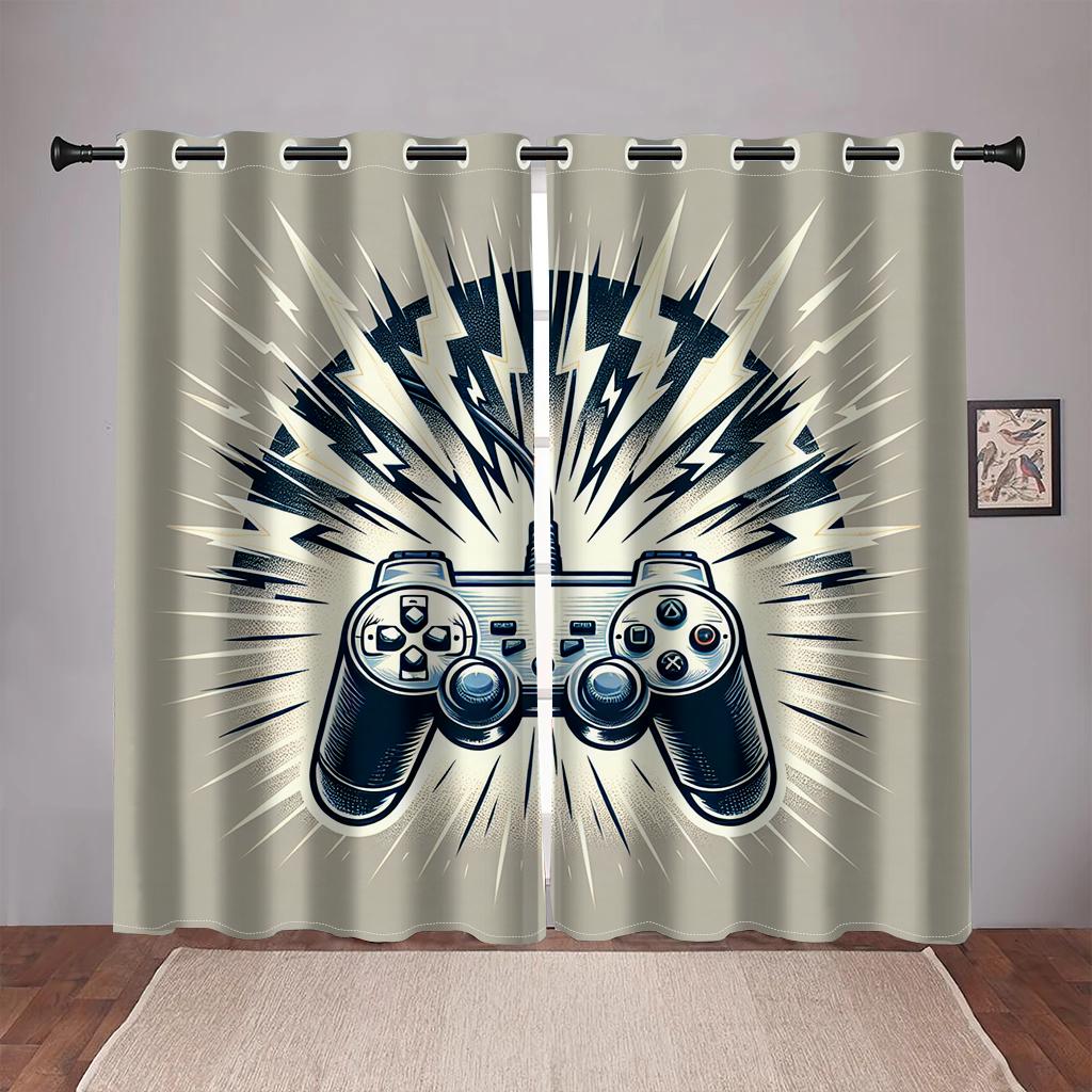 3D Fuchsia Flame Game Handle Curtains Lightning Texture Electronic Controller Curtains Детская комната Кабинет Спальня Декор