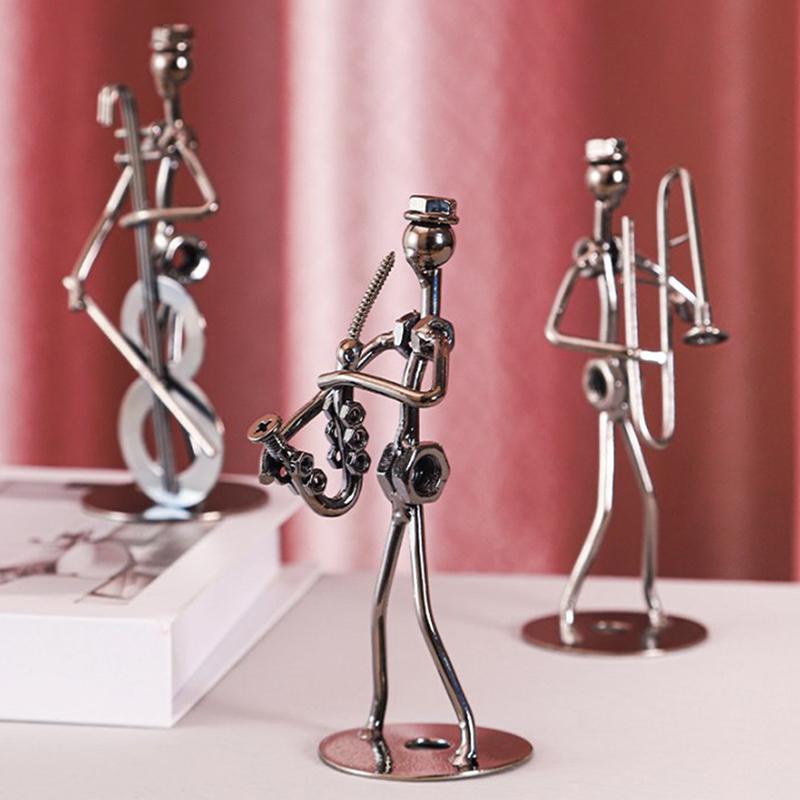 Металлический музыкант, гитарист, статуя, музыкальный инструмент, маленькое железо, искусство, коллекционная кафе, офис, книжная полка, украшение статуэтки для дома