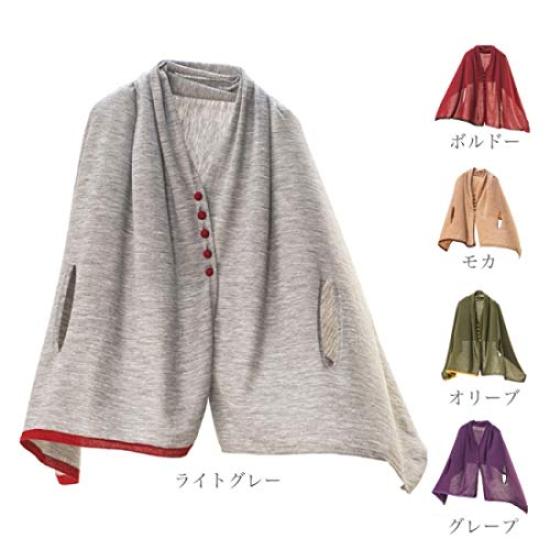Осеннее пончо-шаль Нико цветов Киноми из мериносовой шерсти, стильное для женщин [Saifuku Co., Ltd.] (5 в наличии) Кардиган, Толстый, Накидка на осень/зиму, (Мокко) #07