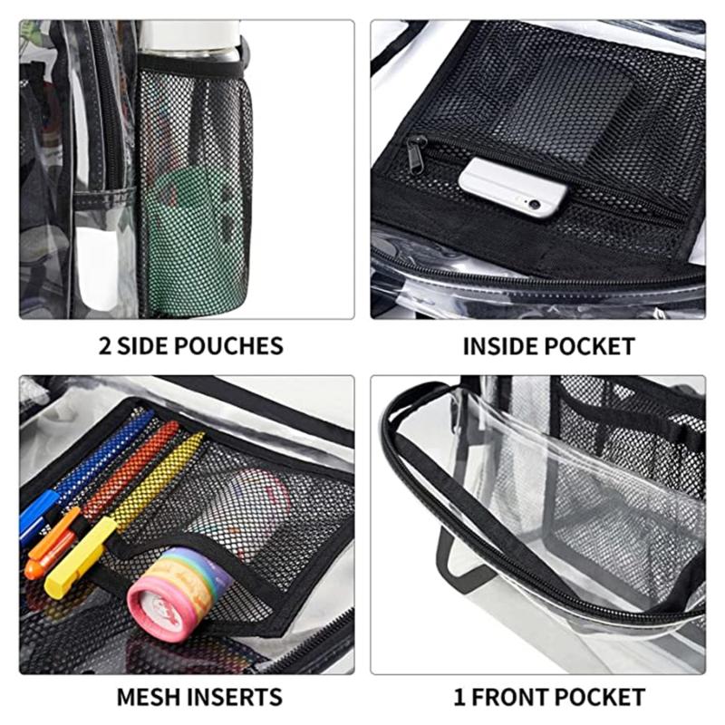 Прозрачный рюкзак, водонепроницаемая сумка для хранения из ПВХ, студенческий рюкзак большой емкости