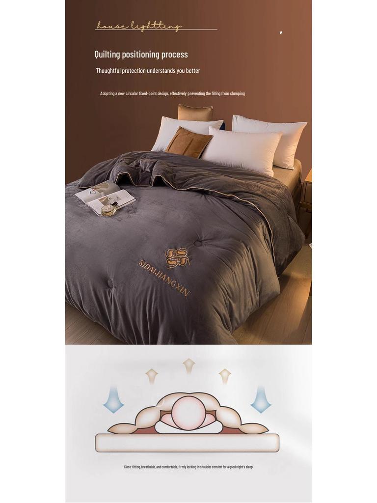 Уютное осенне-зимнее двойное лоскутное одеяло: Плюшевое бархатное теплое постельное белье для общежитий и домов