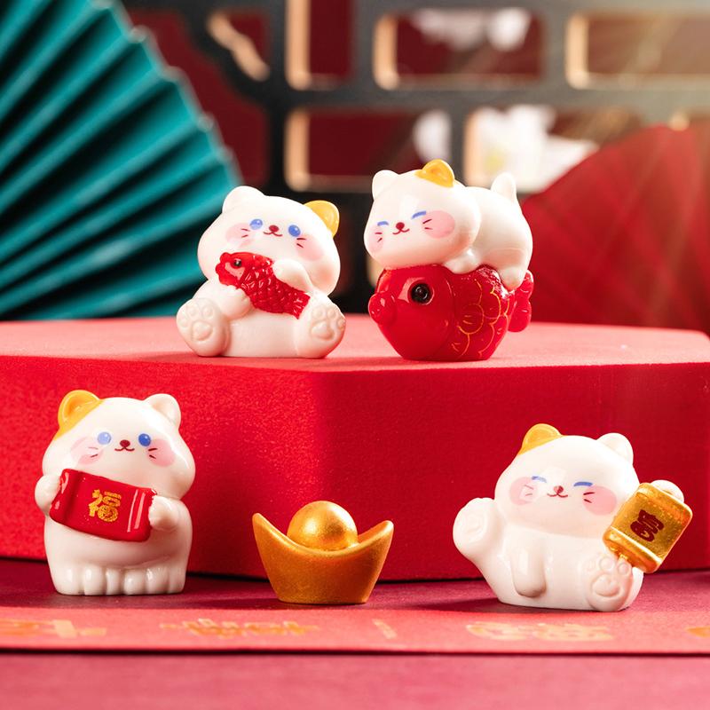 6 шт. Мини-украшение Lucky Cat, мультяшный котенок, кукла, фигурка, микропейзаж, украшение для интерьера автомобиля, домашнего рабочего стола
