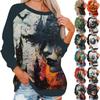 Tops For Women Women'S Fashion Casual Round Neck Long Sleeve Halloween Print Raglan Sleeve Sweatshirt Top Ropa Para Mujer