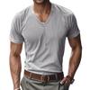 Men's American Style Loose Casual V-neck Short Sleeve Corduroy T-shirt Skin-friendly Amekaji Tee Summer