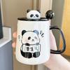 Mug with lid spoon 2025 new female panda cup souvenir ceramic water cup coffee cup