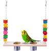 Hot,Hanging Wooden Bird Swing With Feeding Cups Swing Chew Toys Bird Supplies For Parakeet Cockatiels