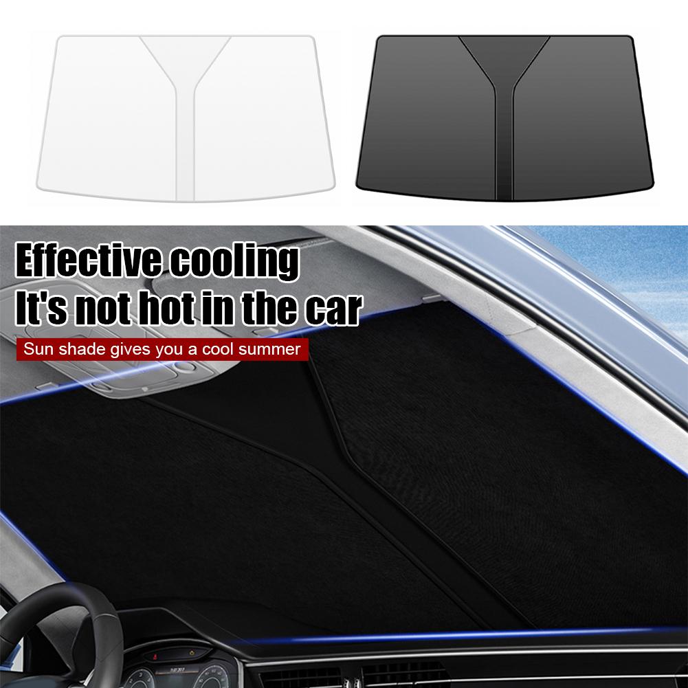 70*140cm Car Windshield Shade Universal Front Windscreen Sun Shade Sun Protection Double-Layer Window Cover Collapsible for Auto With Storage Bag