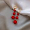 Classic Retro Pearl Long Earrings for Women White Red Imitation Pearl Round Korean Fashion Party Wedding Temperament Jewelry