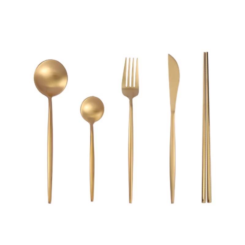 ZISIZ Золотой Португальский Стиль 5-Предметный Набор Столовых Приборов