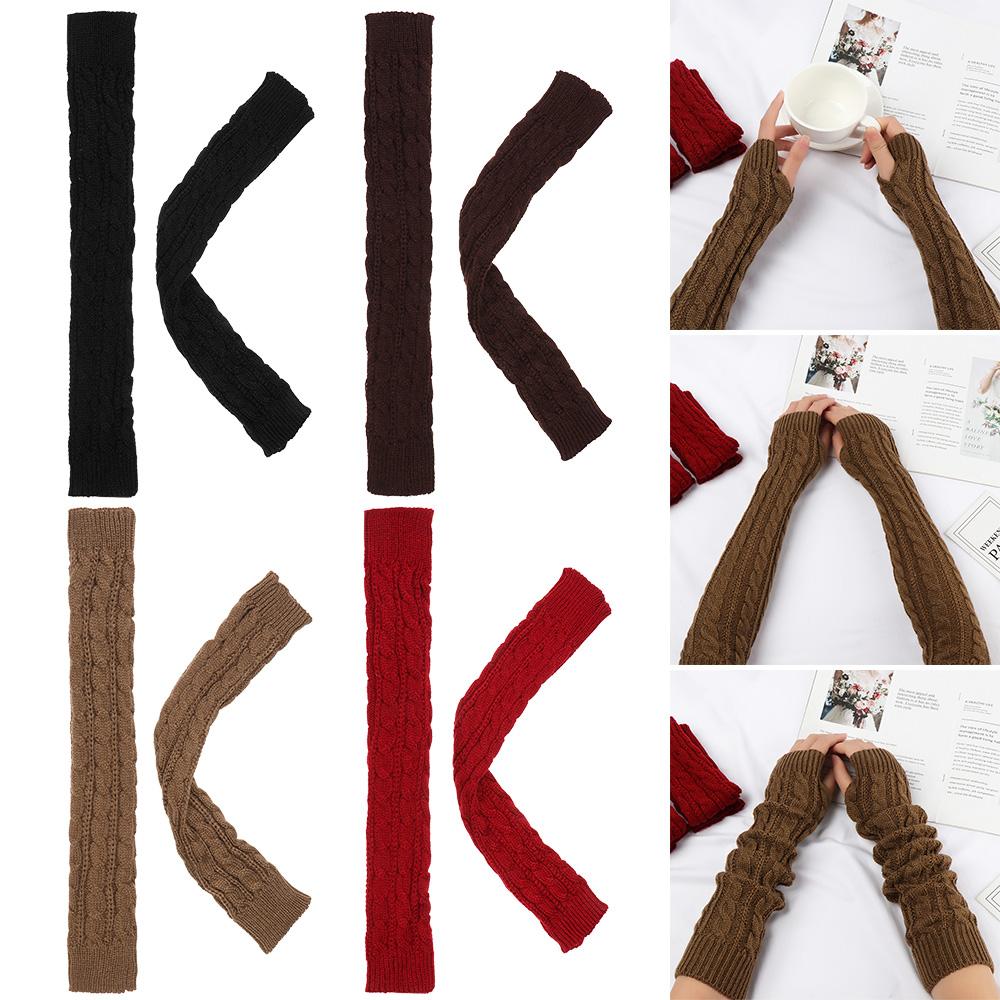 Женщины Девочки Без пальцев Осень Зима Весна Рукава Теплые Шерстяные Варежки Длинные Перчатки Вязаные Перчатки