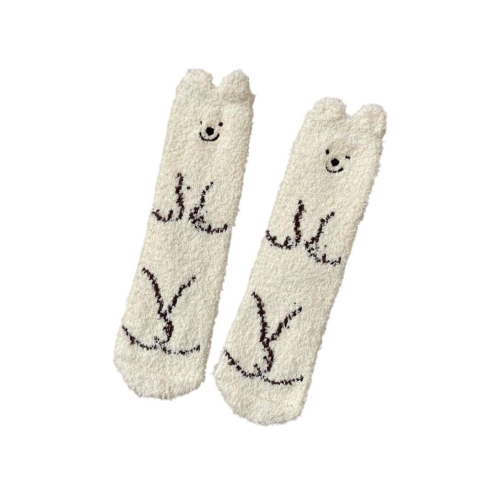Soft Cute Animal Socks Breathable Winter Floor Socks Kitty Coral Fleece Socks Girls