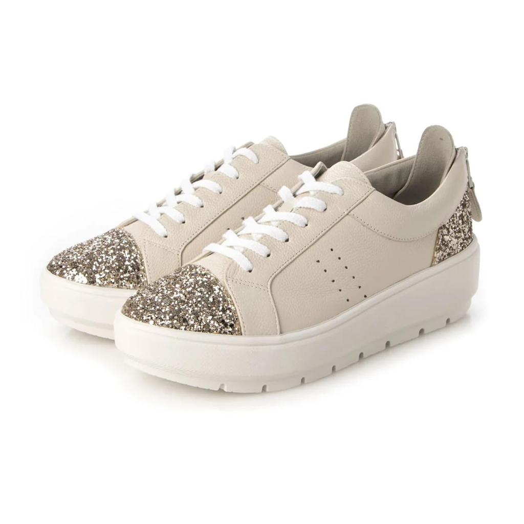 Кроссовки кожаные комбинированные кроссовки VM81693 белые золотые цвета слоновой кости см [Просмотр] Шнуровка женские 22,5