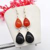 Сердолик и черный оникс, серьги из серебра 925 пробы, серьги с драгоценными камнями ручной работы, свадебные серьги, подарок на Рождество, женские серьги-подвески