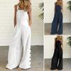 New Women Square Neck Sleeveless Pure Cotton Wide Leg Jumpsuits