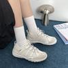 Leather casual sports board shoes mesh breathable big head ugly cute soft sole outdoor mountaineering moral training shoes women 2025 new