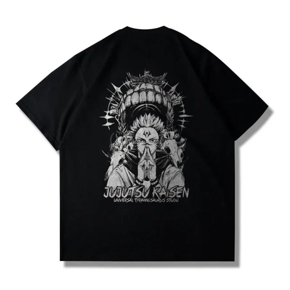 Harajuku Y2k Top Vintage Oversize Хлопковая футболка Японское аниме Дзюдзюцу Кайсен Рёмен Сукуна Принт Короткие рукава Футболки 2024