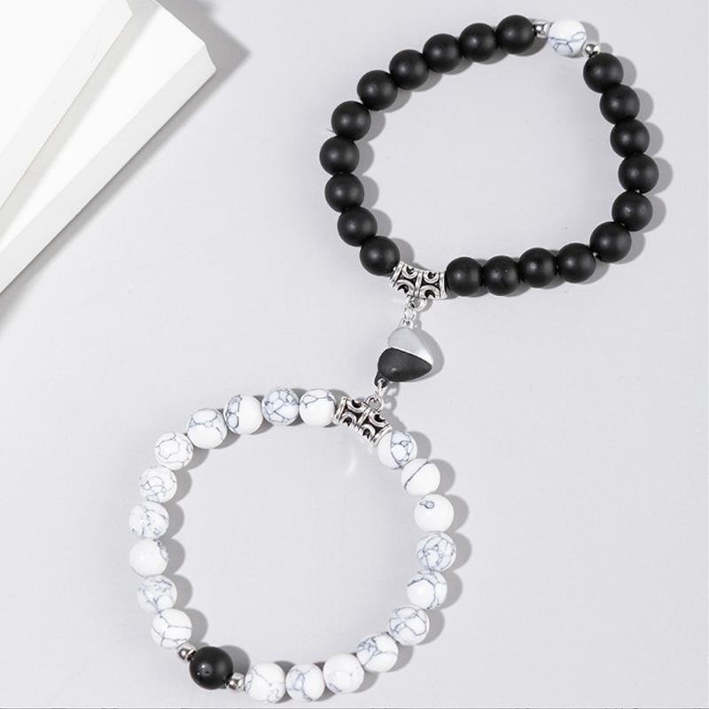 Магнитные браслеты для пар, 2 шт. одинаковые браслеты взаимного притяжения, ювелирные изделия из камня, бисера, подарок для парня, подруги, любовника, его лучшего друга