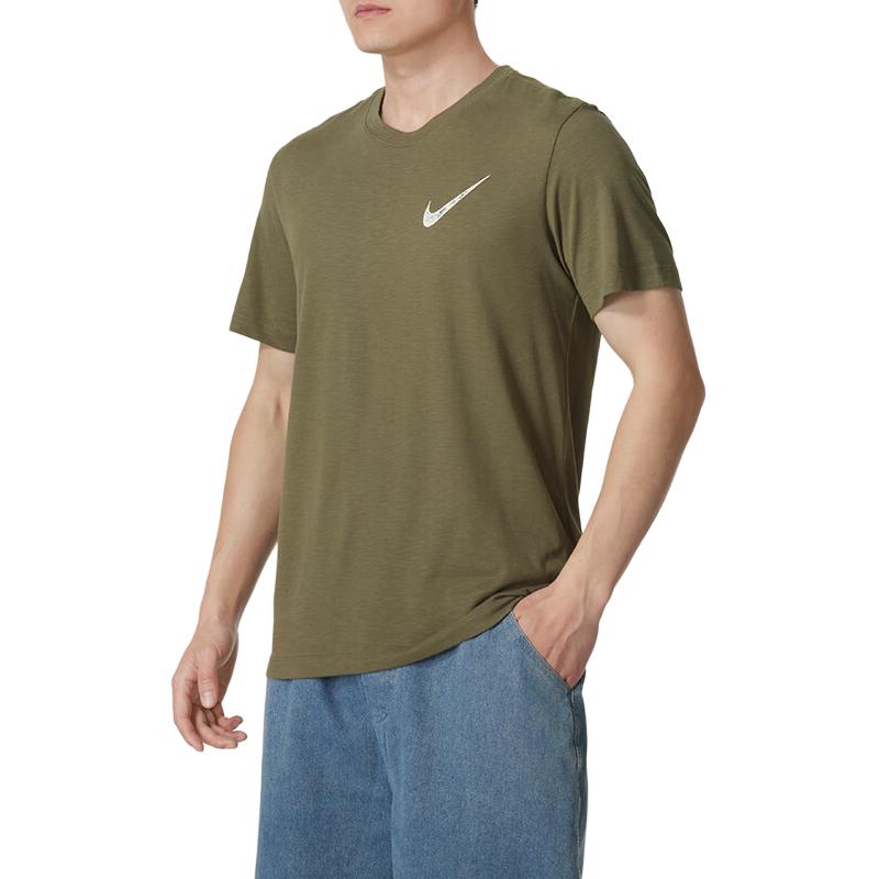 Nike T Shirts Men's Green Crew Neck Moderate FQ3867-222