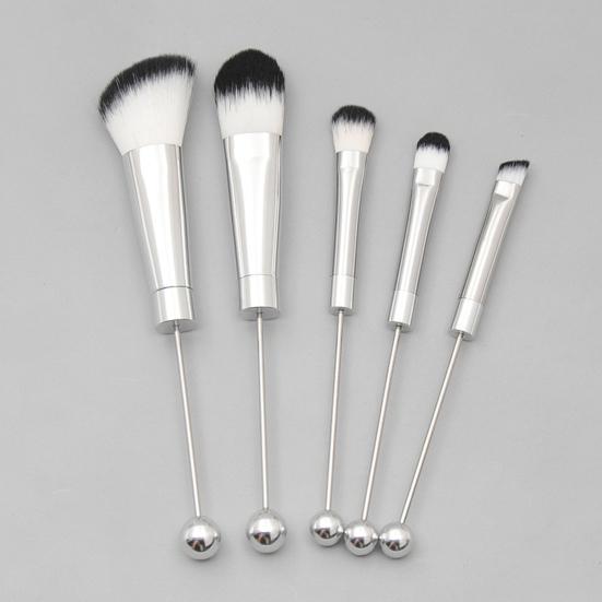 5 шт./компл. набор кистей для макияжа, сделай сам, металлическая ручка, бисер, тонкая мягкая щетина, натуральные нежные кисти с эффектом макияжа