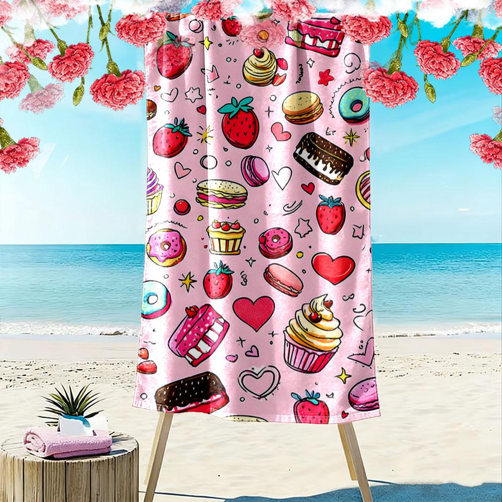Sweet treat paradise Print beach towel, quick drying, suitable for travel, outdoor sports, jogging, the beach and swimming, gift