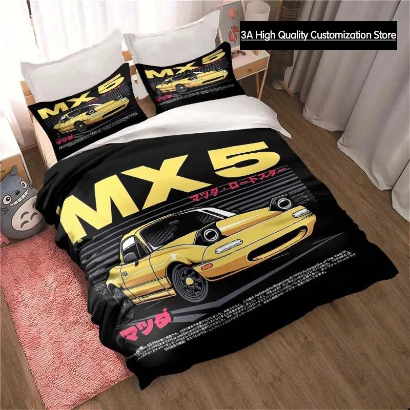 Miata MX-5 NA Racing Cartoon Jdm Car Drift Bedding Set,Duvet Cover Bed Set Quilt Cover,King Queen Twin Size Boys Girls Adults