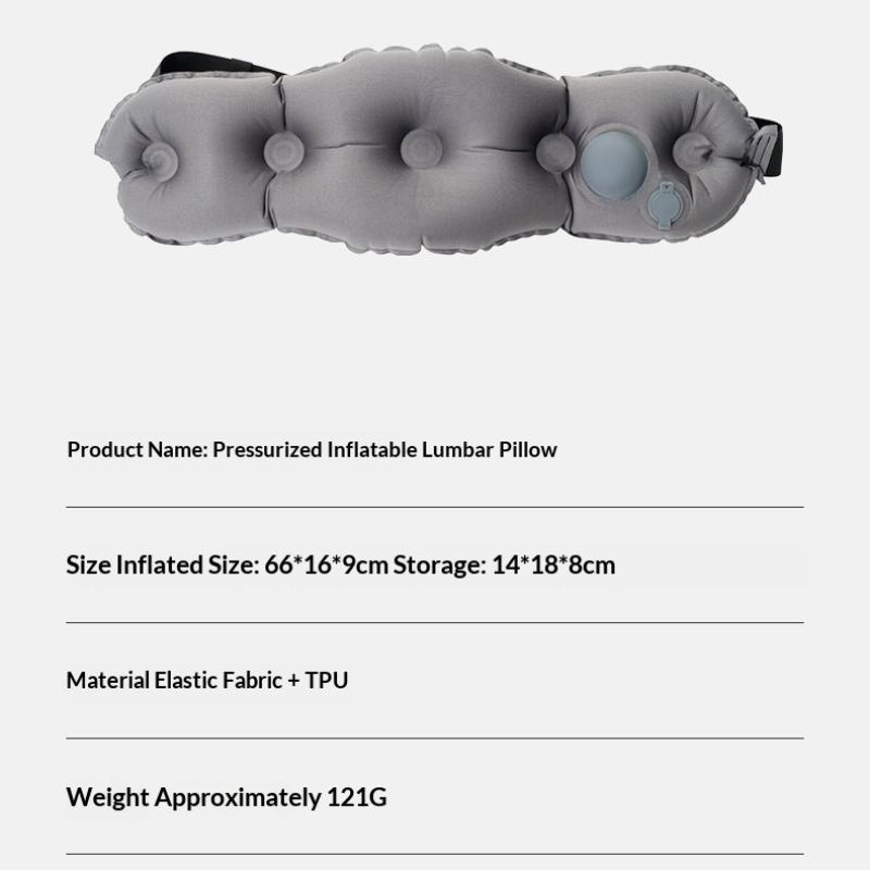 Portable Press Self-Inflating Lumbar Pillow Ergonomic Back Cushion with Storage Bag for Travel Office Car Camping Gifts
