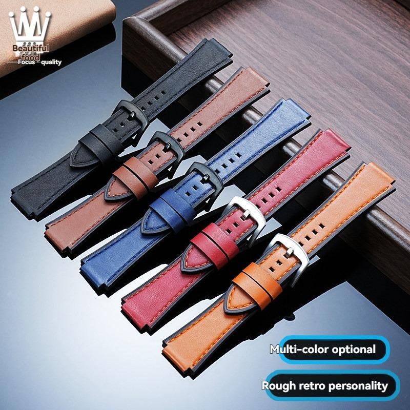 AE-1200 Retro Genuine Leather Watchband For Casio AE1200 AE-1300 W-218/A168 W-216H Vintage Strap 18mm convex mouth Men's Bracele