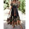 Women's Bohemian V-neck African Print Ethnic Style Summer Dress 2025 Loose Sleeveless T-shirt Dress and Mini Dress