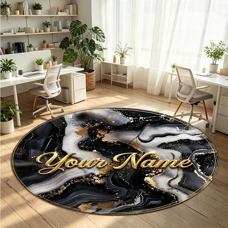 Mandala Ornament (379) Theme Round Crystal Velvet Rug Custom Name Text Personalized Floor Mat Home Decor Non Slip Crystal Carpet