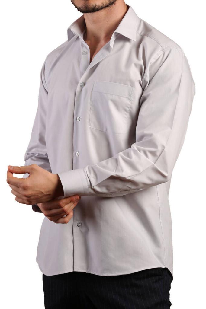 Men's Plus Size Plus Size Shirt Light Gray Large Size Relaxed Cut Pocket Long Sleeve Regular Fit Men's Shirt - 150-29