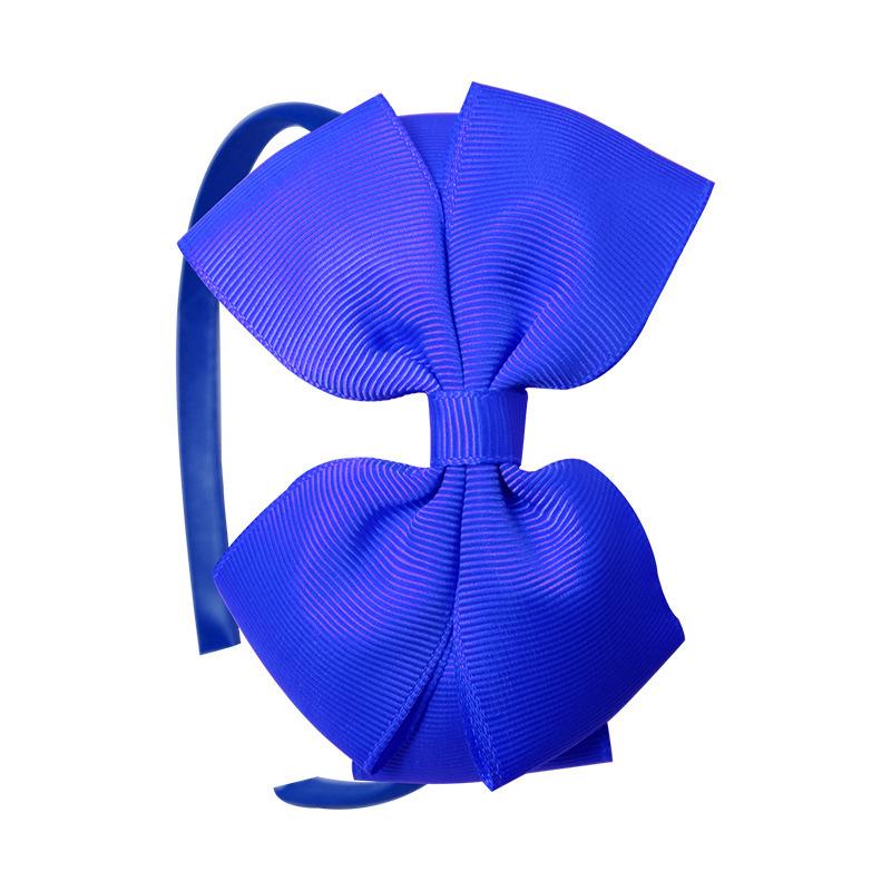 European and American Polyester Ribbed Ribbon Baby Bow Headband with Three-Layer Wrapped Knot and Handmade Flower.