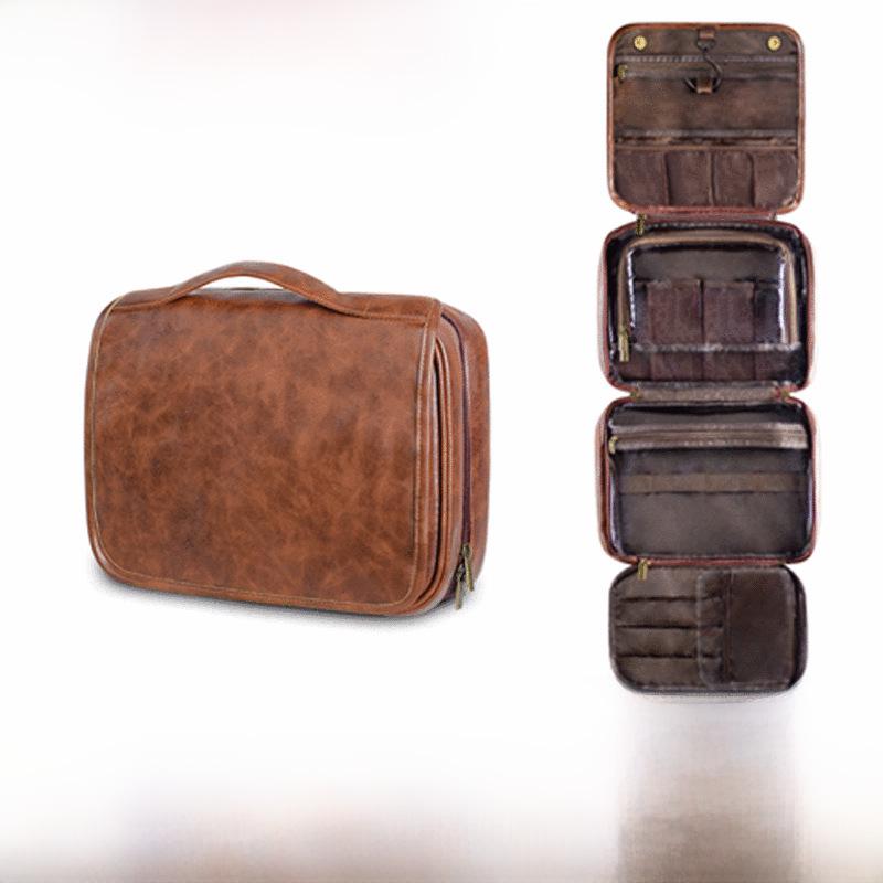 2024 Мужская водонепроницаемая косметичка премиум-класса из ПУ, большой вместительный органайзер для косметики