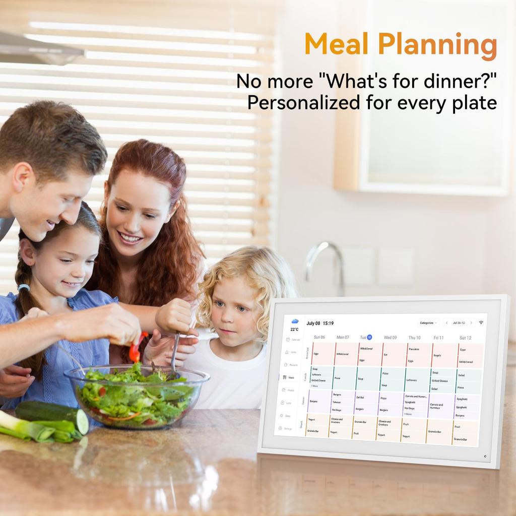 TABWEE Цифровой календарь P15 15,6 дюймовый настенный сенсорный экран Синхронизация приложения Календарь Список Блокнот Семейный календарь Электронный настенный календарь