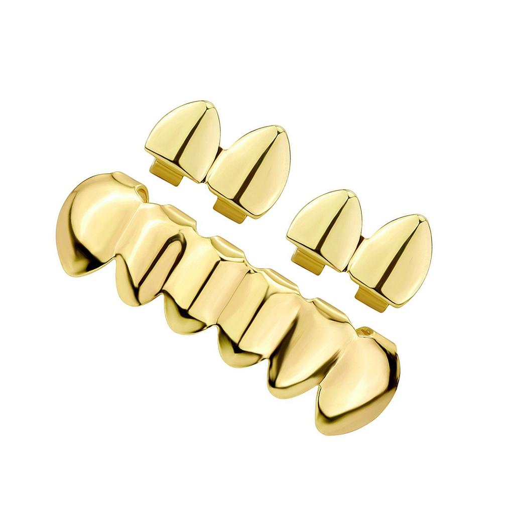 Hip Hop Style Teeth Grillz Set Shiny HipHop Grillz Set for Music Lovers Adjustable Teeth Caps Upper Lower
