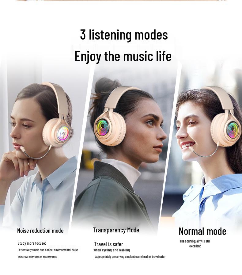 S5(M2) Астронавт Bluetooth-наушники: Светящиеся беспроводные игровые наушники с мощным басом